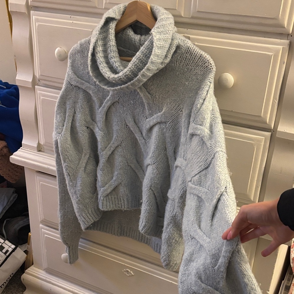 Madewell Somervell Modern Cable Turtleneck Sweater in Heather iceberg - Picture 5 of 7